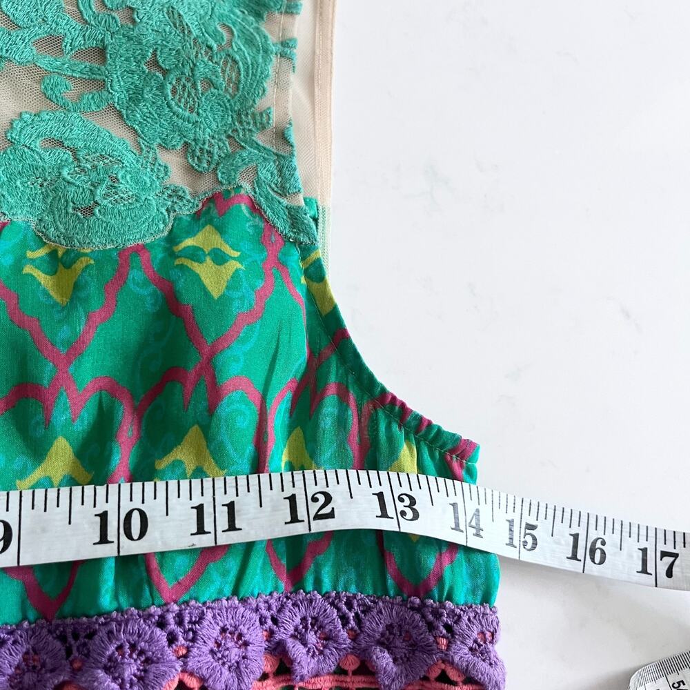 Hemant and Nandita Mintzita Silk Embroidered Green Sleeveless Maxi Dress Size 2 - Picture 8 of 10